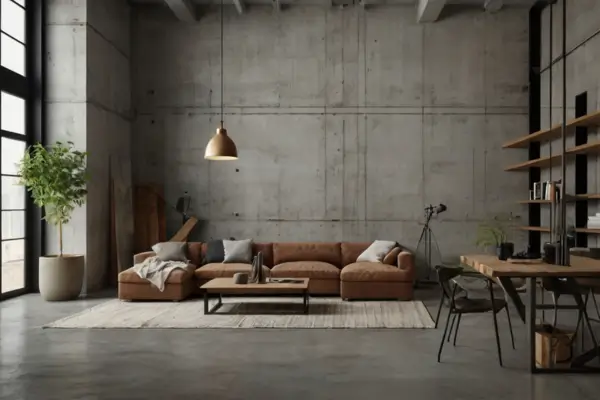 A Magia das Paredes de Concreto no Design Minimalista Industrial-Chic para Lofts