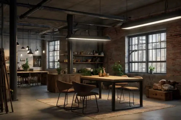 Combinação de Iluminação Indireta e Direta no Estilo Industrial para Lofts Urbanos